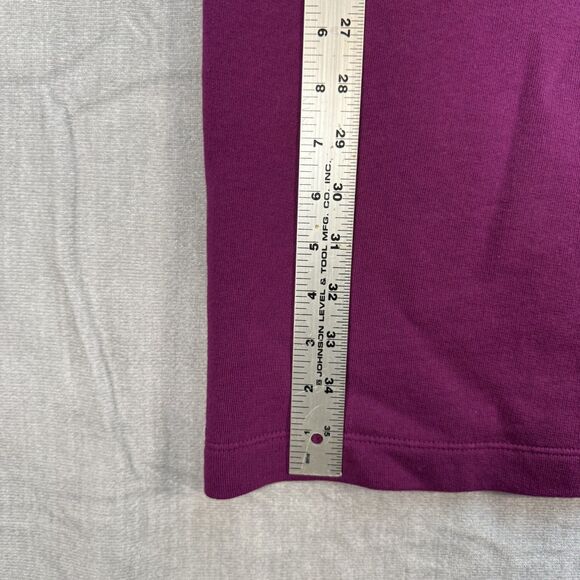 Talbots French Terry Ruffle Sweatshirt Dress Medium Purple Gold Button Preppy - Picture 8 of 10